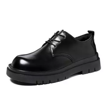 Men s low-top Martin boots British style round head big head shoes black tooling shoes platform casual leather shoes retro 38