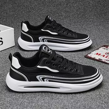 Men s low-top men s shoes 2024 summer sports trend canvas shoes men s shoes versatile student casual board shoes sports shoes 39 чёрный