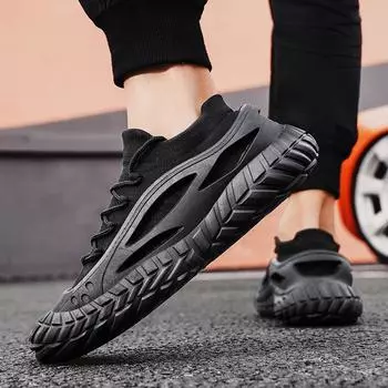 Men s low-top socks shoes spring and summer new fly-woven breathable men s shoes lace-up platform fashion sports casual trendy shoes 39