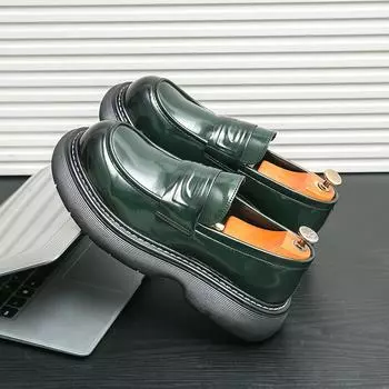 Men s Luxury Leather Shoes Dress Shoes Casual Party Banquet Gentleman Office Oxford Shoes Grace Patent Genuine Leather Loafer 38 чёрный