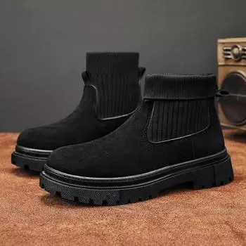 Men s Martin Boots Autumn and Winter High Top British Style Retro Rhubarb Boots Men s Socks Comfortable Socks Martin Boots 39 коричневый