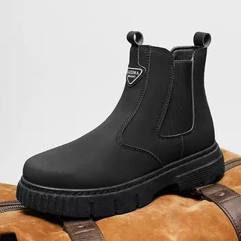 Men s Martin boots autumn and winter new men s shoes fashionable men s high-top leather boots trendy British style platform locomotive short boots 39