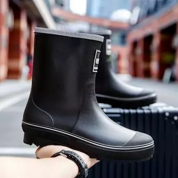 Men s medium tube rain shoes outdoor water shoes non-slip waterproof rain boots warm water boots fishing work wading rubber shoes 39-40