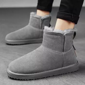 Men s medium tube velvet thermal boots outdoor new snow boots cold-proof and non-slip thickened cotton shoes platform men s shoes 39