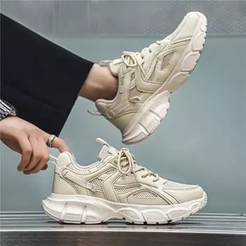 Men s Mesh Breathable Casual ShoesNew Spring and Autumn Fashionable and Versatile Solid Color Personalized Lace Up Sports Shoes 39 покинуть белый