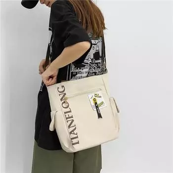 Мужская сумка-мессенджер, сумка для студентов, сумка-тоут с буквенным принтом, женская сумка через плечо чёрный