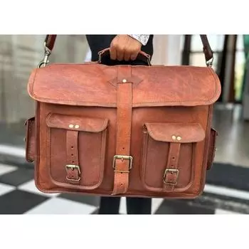 Men s Messenger Shoulder Laptop Bag Briefcase Vintage Leather Satchel Bag 15 x 11 x 4 in