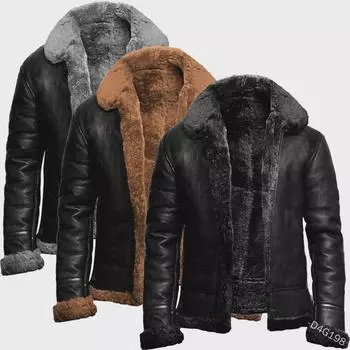 Men s Mid-Length Fur Coat: European & American Street Style, Thick Faux Leather & Velvet 5XL