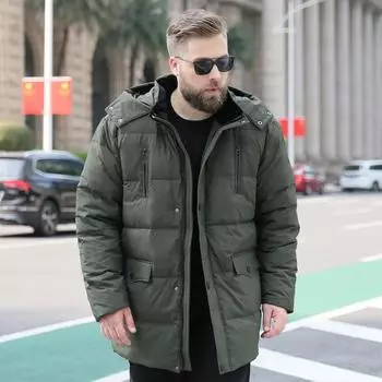 Men s Mid To Long Middle-aged and Elderly New Oversized Overweight and Enlarged Standing Collar Down Jacket XXXL