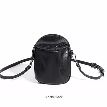 Men s Mini Bag Japanese Leisure Genuine Leather Vertical Black In Stock