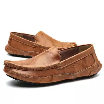Men’s Moccasins Brown Driving Shoes Comfort Flats Wide Shoes Slip-ons Plus Size Shoes for Father Over Sized EU: 39 коричневый