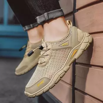 Men’s Moccasins Driving Shoes Flats Casual Slip on Summer Breathable Grey Plus Size Outdoor Walking Shoes EU: 38 чёрный