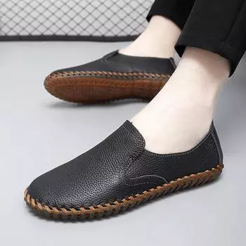 Men’s Moccasins Handmade Loafer Brown Driving Shoes Comfort Flats Wide Shoes Slip-ons Plus Size Shoes EU: 39 коричневый