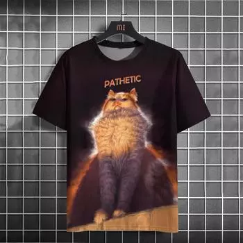 Men s Must-Have Funny Cat Pattern 3D Printed T-Shirt Cartoon Animal Short Sleeve T Shirts Women s Summer Casual Crew Neck Tops L