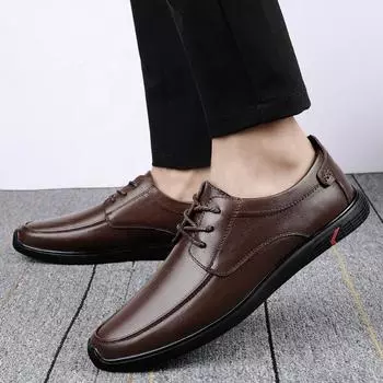 Men s New Advanced Luxury Brand Genuine Leather Shoes Business Office Wedding Party Shoes Fashion Trends Comfort Loafers Shoes 37 чёрный