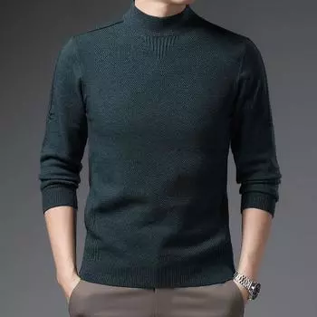 Men s New Autumn and Winter Half Turtleneck Solid Color Fashion Casual Knitted Bottoming Shirt Sweater Men s Clothing M