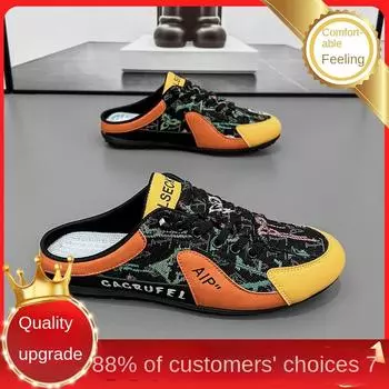 Men s New Fashion Casual Half Slippers Man Casual Shoes Non-slip Lightweight Men 2024 Fashion Trend Outdoor Walking Shoes 39