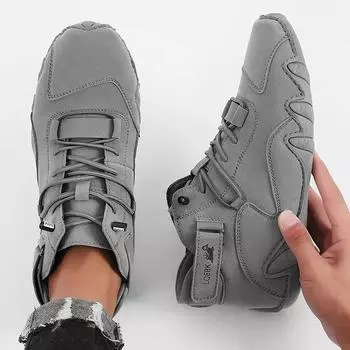 Men s New Leather Design Shoes Lightweight Easy Comfortable Breathable Suitable Outdoor Cycling Walking Flat Bottomed Boots 37 коричневый