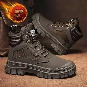 Men s new Martin boots are cold-proof and warm, piled and thickened outdoor thick-soled British tooling boots. 39
