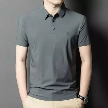 Мужская новая рубашка поло с короткими рукавами, новая летняя одежда, деловая повседневная тонкая футболка для среднего возраста, нижняя часть рубашки M