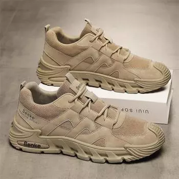 Men s new spring 2025 casual breathable sports hiking work safety shoes men thick sole wear-resistant work shoes 39 хаки