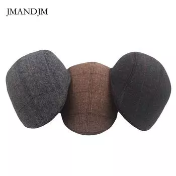 Men s newsboy hat tweed flat top beret British fashion cap cotton warm forward hat 58cm хаки