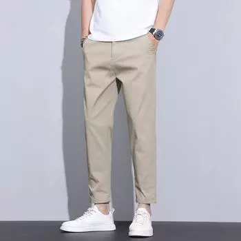Men s Nine-point Pants Summer Thin Solid Color Slim and Versatile Casual Trousers Men 28