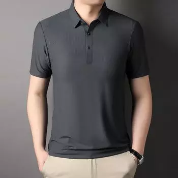 Мужская футболка с короткими рукавами из не-тутового шелка, летняя, новый стиль, для молодежи и среднего возраста, бесшовная футболка с короткими рукавами, рубашка-поло, мужская одежда M