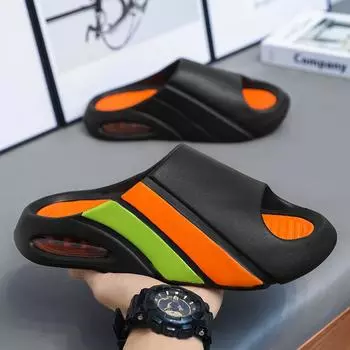 Men s one-word drag summer new beach slippers men s sandals light and breathable soft bottom air cushion slippers men s trend 40 чёрный