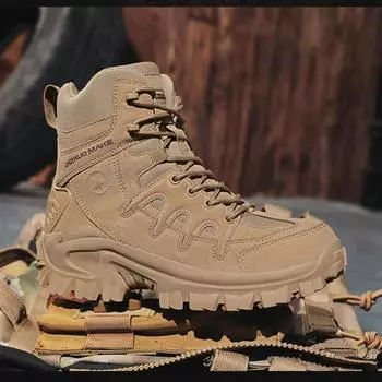 Мужские уличные ботинки с высоким голенищем Мужские зимние ботинки Износостойкие зимние ботинки Индивидуальные устойчивые к давлению классические Новое поступление Популярный 39 бежевый