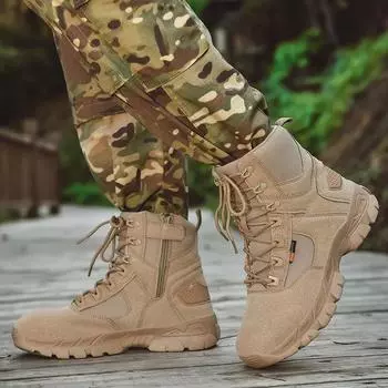 Men s Outdoor Boots Men Suede Leather Breathable Desert Boots Wearable Rubber Waterproof Ankle Boots Hardcore 39 бежевый