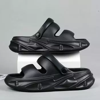 Men s Outdoor Sandals Slippers Beach Comfortable Thick Sole Clogs Men Casual Shoes Garden Water Shoes Men Women Beach Sandals 38-39 чёрный