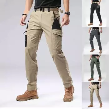 Men s Overalls Drawstring Multi Pocket Casual Pants Hiking Pants Cotton Twill Pants 30 армия зеленый