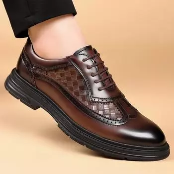 Men s Oxford shoes Luxury Quality British Style Outdoor leisure business party Daily office men s Black Lace up leather shoes 38 чёрный