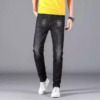 Men s Pants, Men s Spring High Stretch Jeans, Men s Small Straight Pants, Korean Version 28