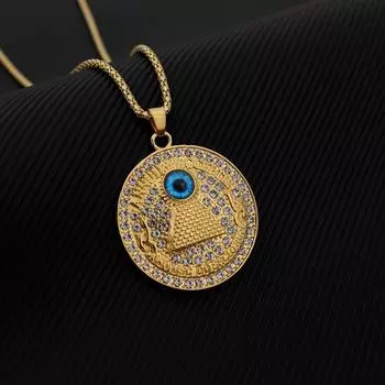 Мужское ожерелье с подвеской «Глаз дьявола» и круглым кулоном. Все подходящие аксессуары золотой