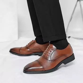 Мужские кожаные туфли на платформе 2024 Oxford Fashion Trend Loafer Мужские повседневные удобные дышащие деловые туфли весна-лето 38 коричневый