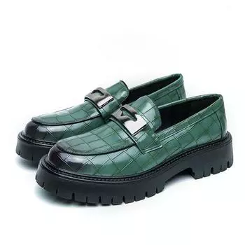 Men s platform loafers large size new one-pedal leather shoes fashionable men s business dress shoes available 2025 38