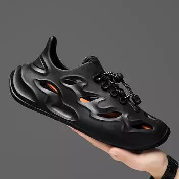 Men s platform outdoor sandals summer new wear sports beach slippers anti-skid casual hole shoes 39 чёрный