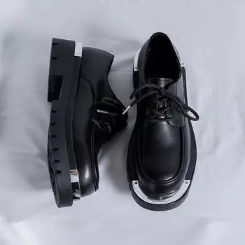 Мужские туфли на платформе, повседневная обувь из кожи класса люкс, рабочие ботинки для мужчин, деловые туфли, формальные туфли-оксфорды 38 чёрный