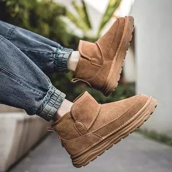 Men s Plush Lined Martin Snow Boots with Thick Sole 38