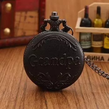 Мужские карманные часы Grandpa Vintage Quartz Black Punk ожерелье кулон сплав часы художественная коллекция подарки для мужчин
