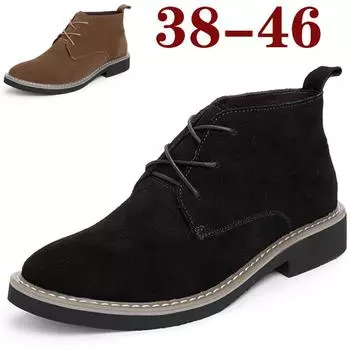 Men s Pointed Casual Leather Shoes Men s Zhongbang Cowhide Leather Boots Front Lace-Up Low Heel Large Size Martin Boots Men s Shoes 38