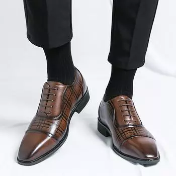 Men s pointed leather shoes Fashionable gentleman style Wedding party outdoor leisure business walking men s shoes Size 38-46 38 коричневый