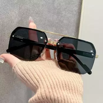 Men s Polarized Sunglasses Aluminum Magnesium Alloy Punk Sunglass Double Beam Square Sun Glasses UV400 Fishing Goggles чёрный