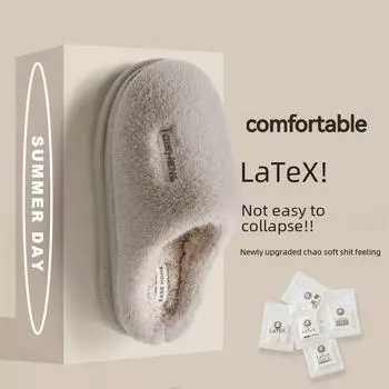 Men s Premium Plush Winter Slippers: Ultra-Thick Cotton, Latex Thick Sole, Furry, Comfortable, Wear-Resistant for Indoor Use Size 42-43, Thick, Order One Size Up