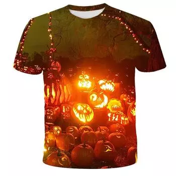 Мужская футболка с короткими рукавами и принтом тыквы на Хэллоуин с 3D-принтом, круглый вырез, повседневные спортивные футболки для активного отдыха, лето S