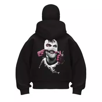 Men s Quirky Printed Balaclava Hoodie, Double Hoodie, Street Style, Comfortable and Warm Autumn and Winter Clothing S