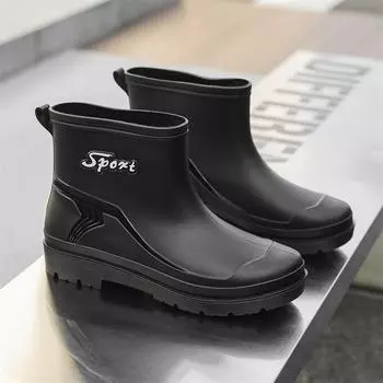 Men s rain shoes short non-slip closed rain boots velvet water boots kitchen work water shoes short rubber shoes 39