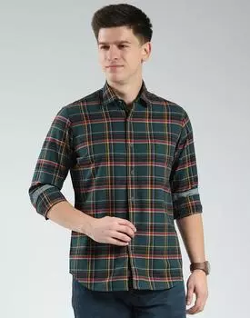 Men s Regular Fit Checkered Shirt | Full Sleeves | Spread Collar | Front Pocket | Stylish & Casual Shirt for Men L